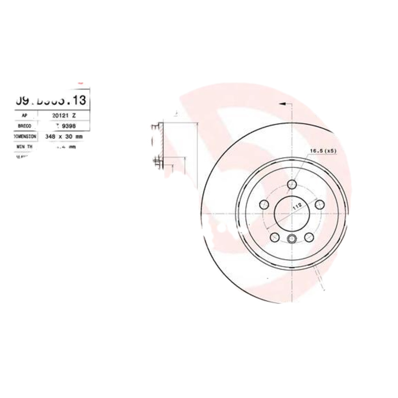 BREMBO Brzdový kotúč 09D90513