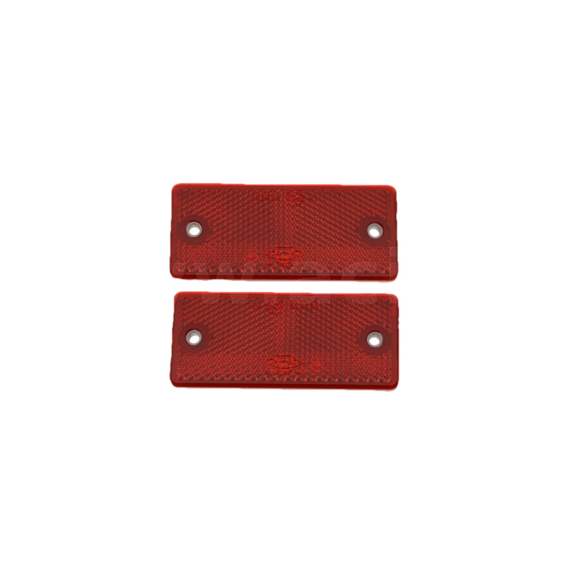 univerzální odrazka obdélník s dvěma otvory pro uchycení, červená (90x40 mm) 2 ks