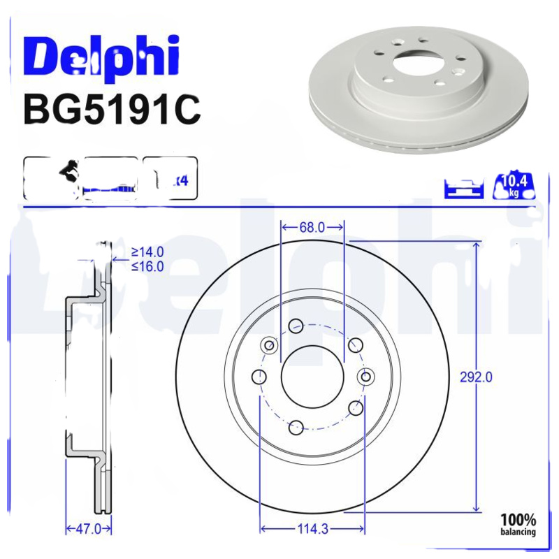 DELPHI Brzdový kotúč BG5191C