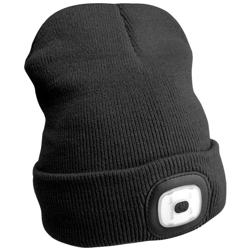 Čepice s čelovkou 180lm, nabíjecí, USB, univerzální velikost, bavlna/PE, černá