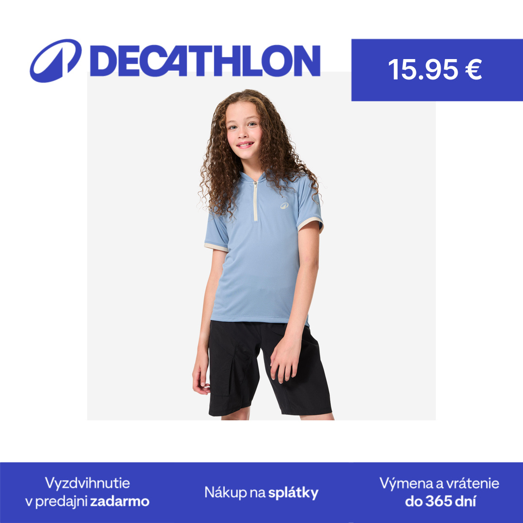 Detský cyklistický dres 500 7 - 11 rokov krátky rukáv modrý