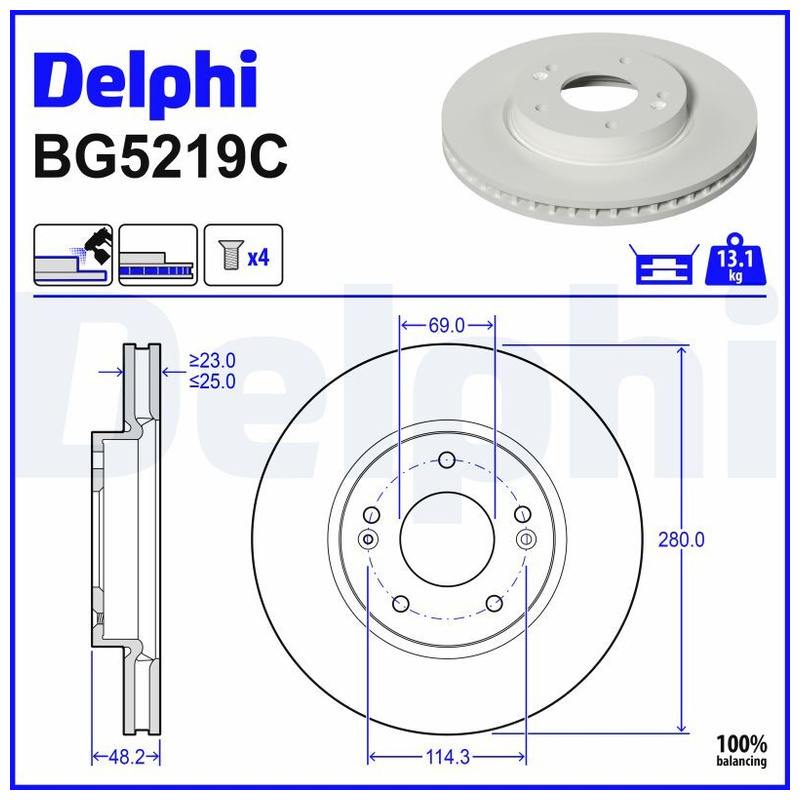 DELPHI Brzdový kotúč BG5219C