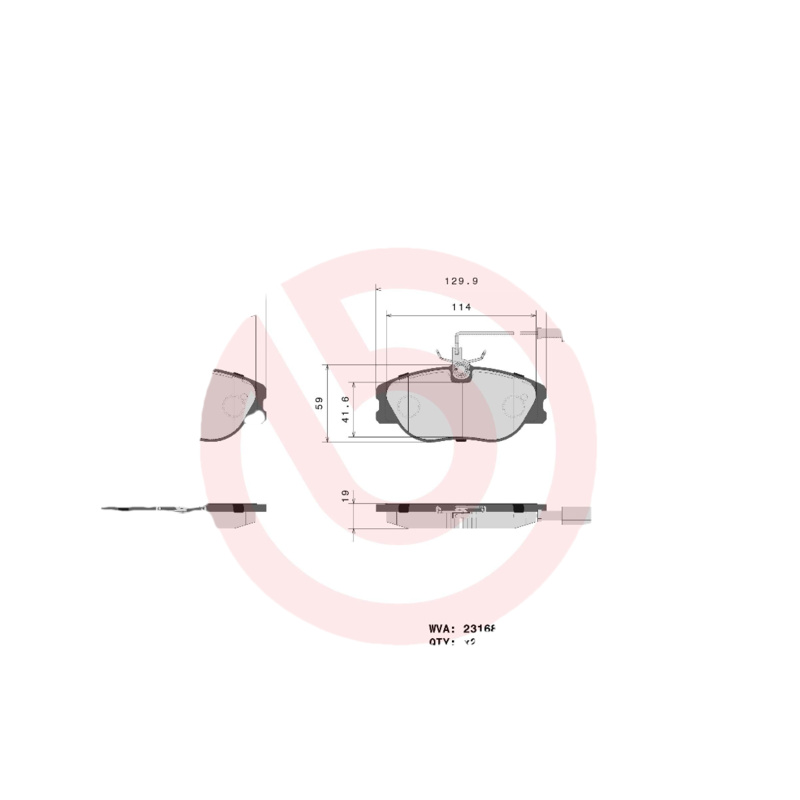 BREMBO Sada brzdových platničiek kotúčovej brzdy P23066