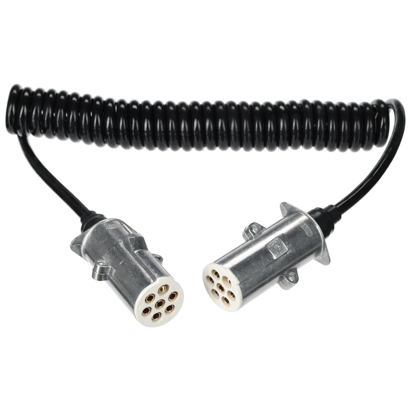 Propojovací spirálový kabel 7pin typ S TRAILER CABLE 12, kovová zástrčka, 24V, 3,5m