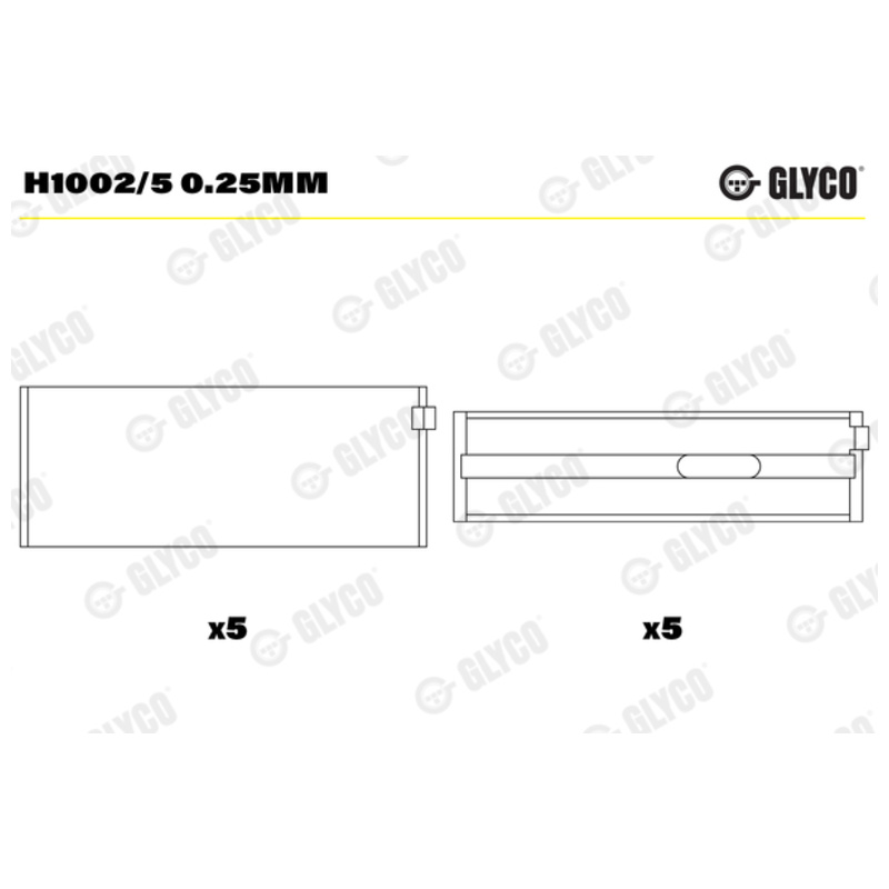 GLYCO Ložisko kľukového hriadeľa H1002/5 0.25MM