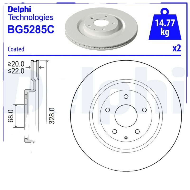 DELPHI Brzdový kotúč BG5285C