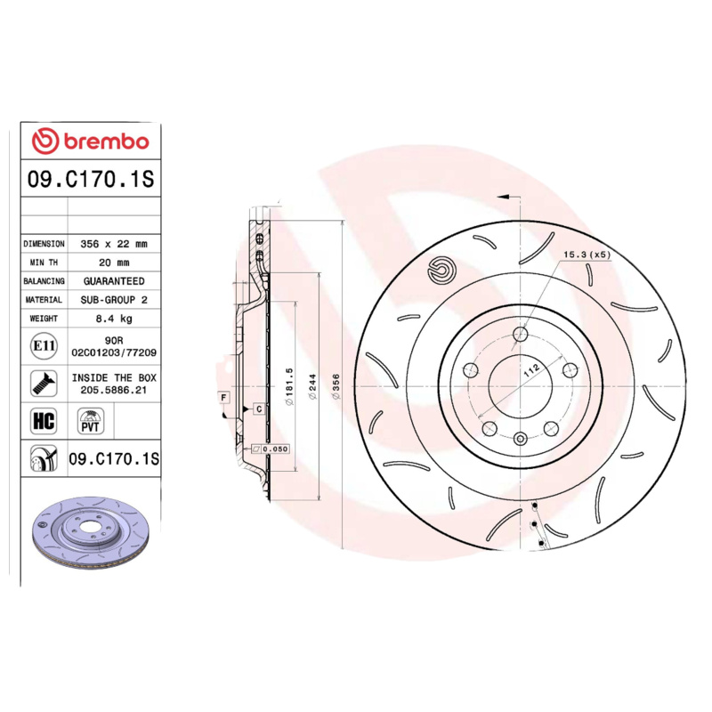 BREMBO Brzdový kotúč 09.C170.1S