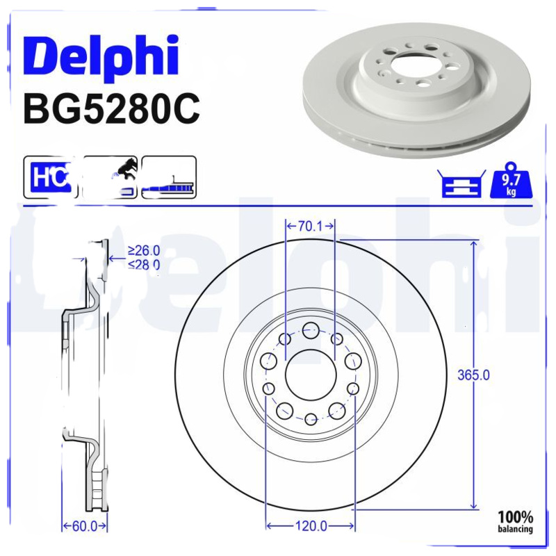 DELPHI Brzdový kotúč BG5280C