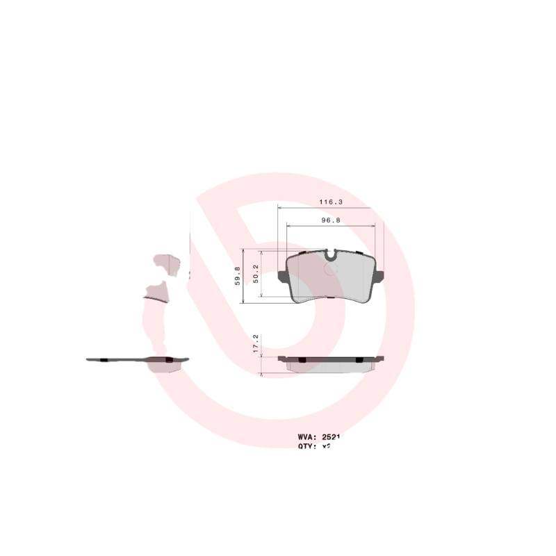 BREMBO Sada brzdových platničiek kotúčovej brzdy P85117NX