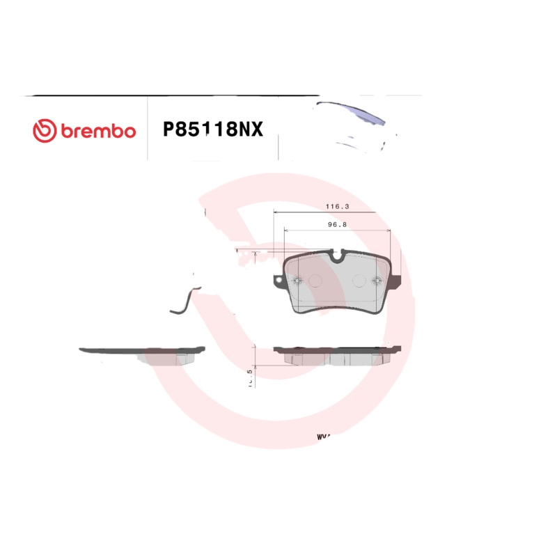 BREMBO Sada brzdových platničiek kotúčovej brzdy P85118NX