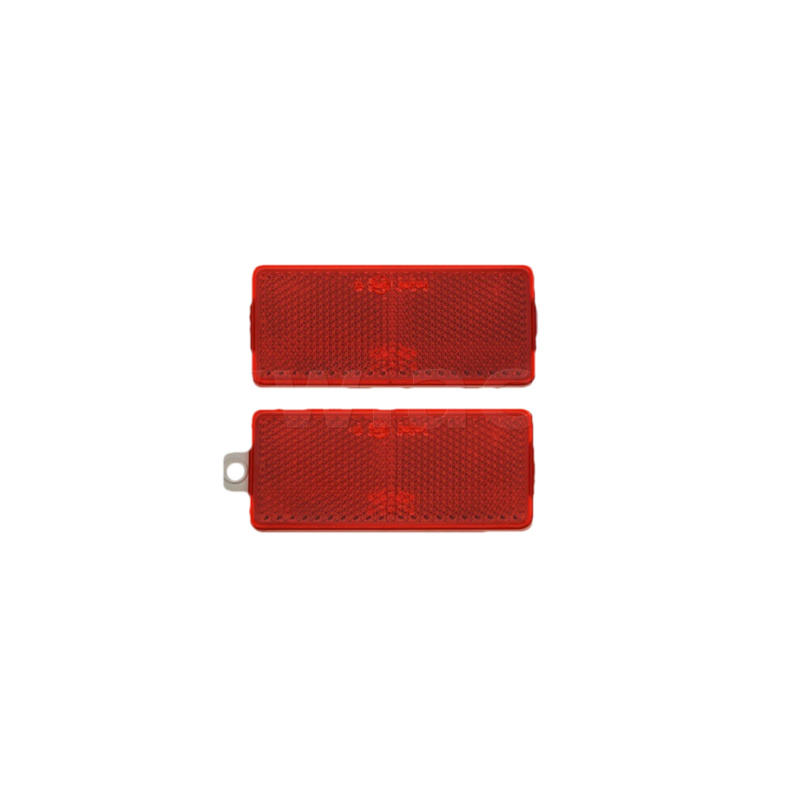 univerzální odrazka obdélník s dvěma otvory pro uchycení, červená (90x40) 2 ks